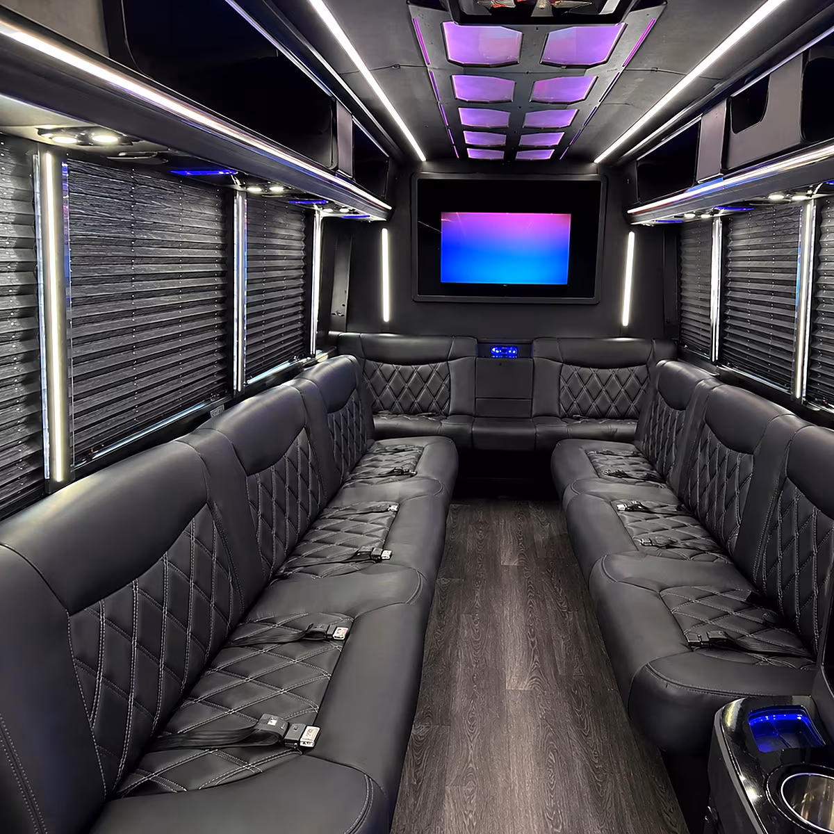 Charlotte Birthday, Sweet 16, & Quinceañera Transportation party bus interior