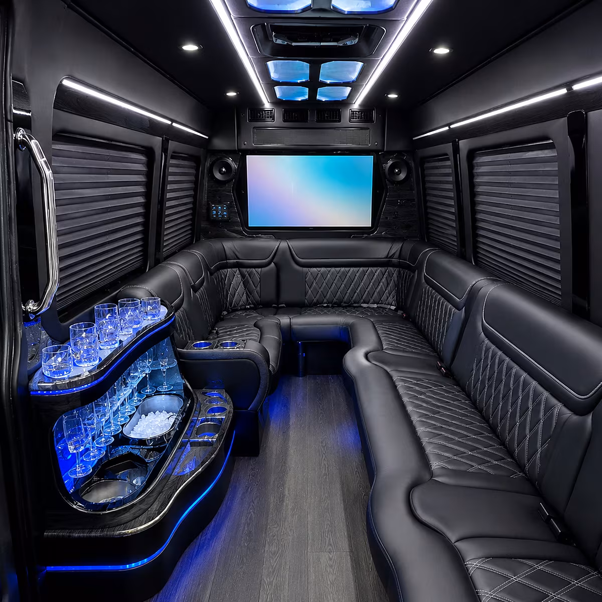 Charlotte Wedding Transportation party bus interior